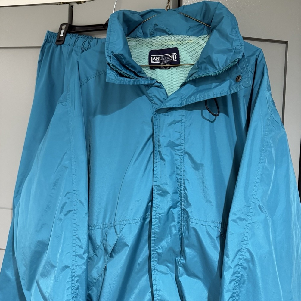 VTG Retro Track Suit Windbreaker Nylon 2 Piece Jacket Pants Men's Large Teal